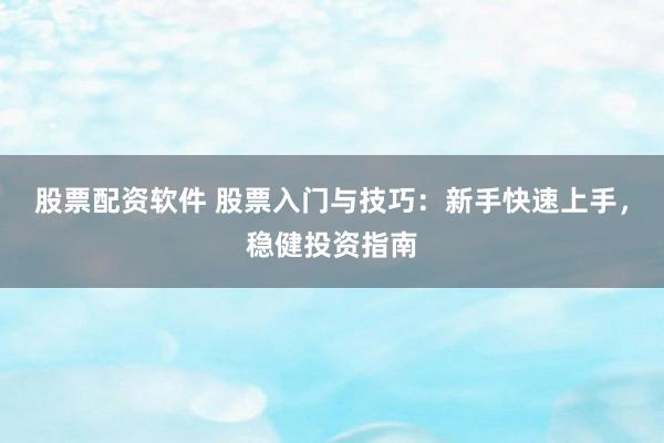 股票配资软件 股票入门与技巧：新手快速上手，稳健投资指南
