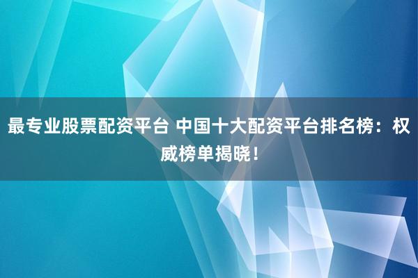 最专业股票配资平台 中国十大配资平台排名榜：权威榜单揭晓！