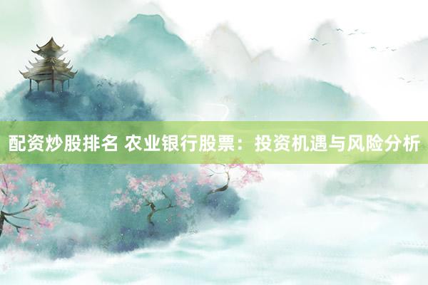 配资炒股排名 农业银行股票：投资机遇与风险分析