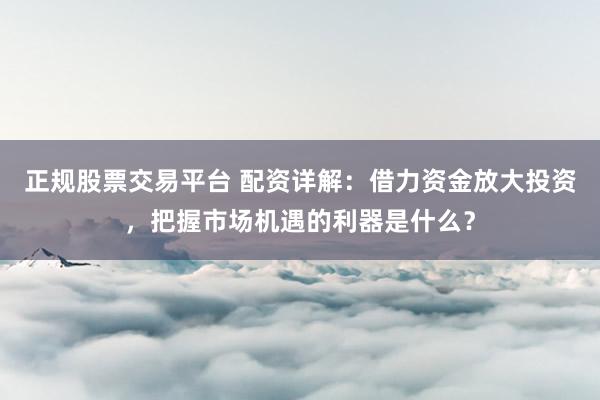 正规股票交易平台 配资详解：借力资金放大投资，把握市场机遇的利器是什么？