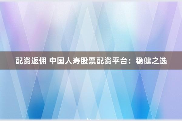 配资返佣 中国人寿股票配资平台：稳健之选
