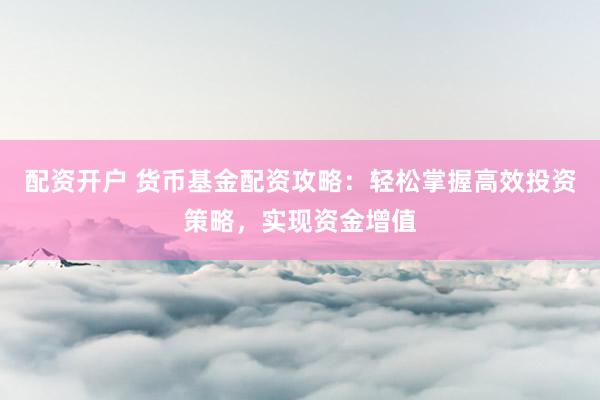 配资开户 货币基金配资攻略：轻松掌握高效投资策略，实现资金增值
