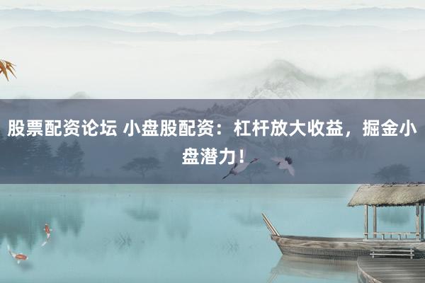 股票配资论坛 小盘股配资:杠杆放大收益,掘金小盘潜力!