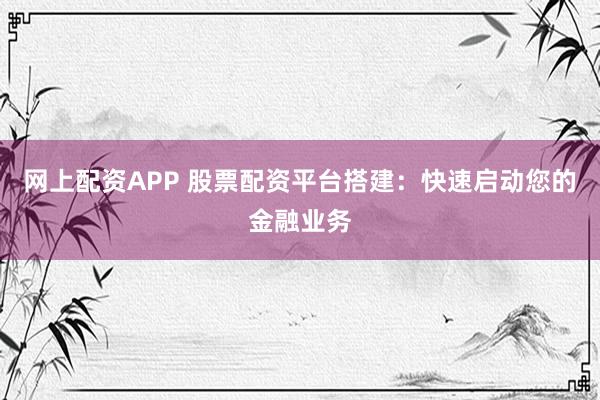 网上配资APP 股票配资平台搭建:快速启动您的金融业务