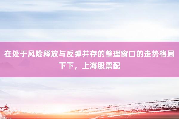 在处于风险释放与反弹并存的整理窗口的走势格局下下，上海股票配