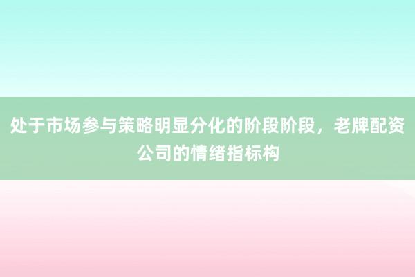 处于市场参与策略明显分化的阶段阶段,老牌配资公司的情绪指标构