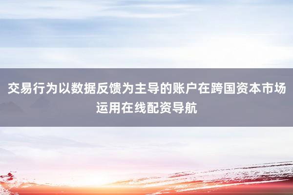 交易行为以数据反馈为主导的账户在跨国资本市场运用在线配资导航