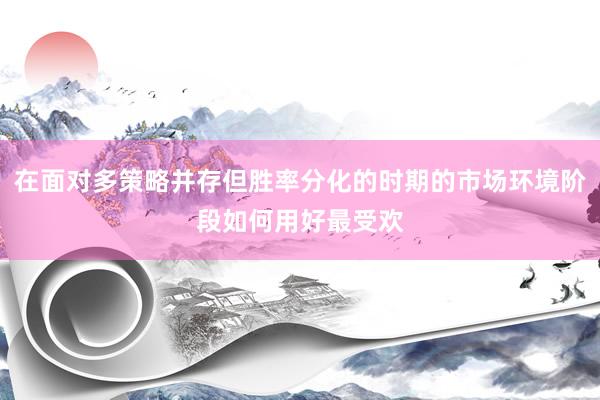 在面对多策略并存但胜率分化的时期的市场环境阶段如何用好最受欢